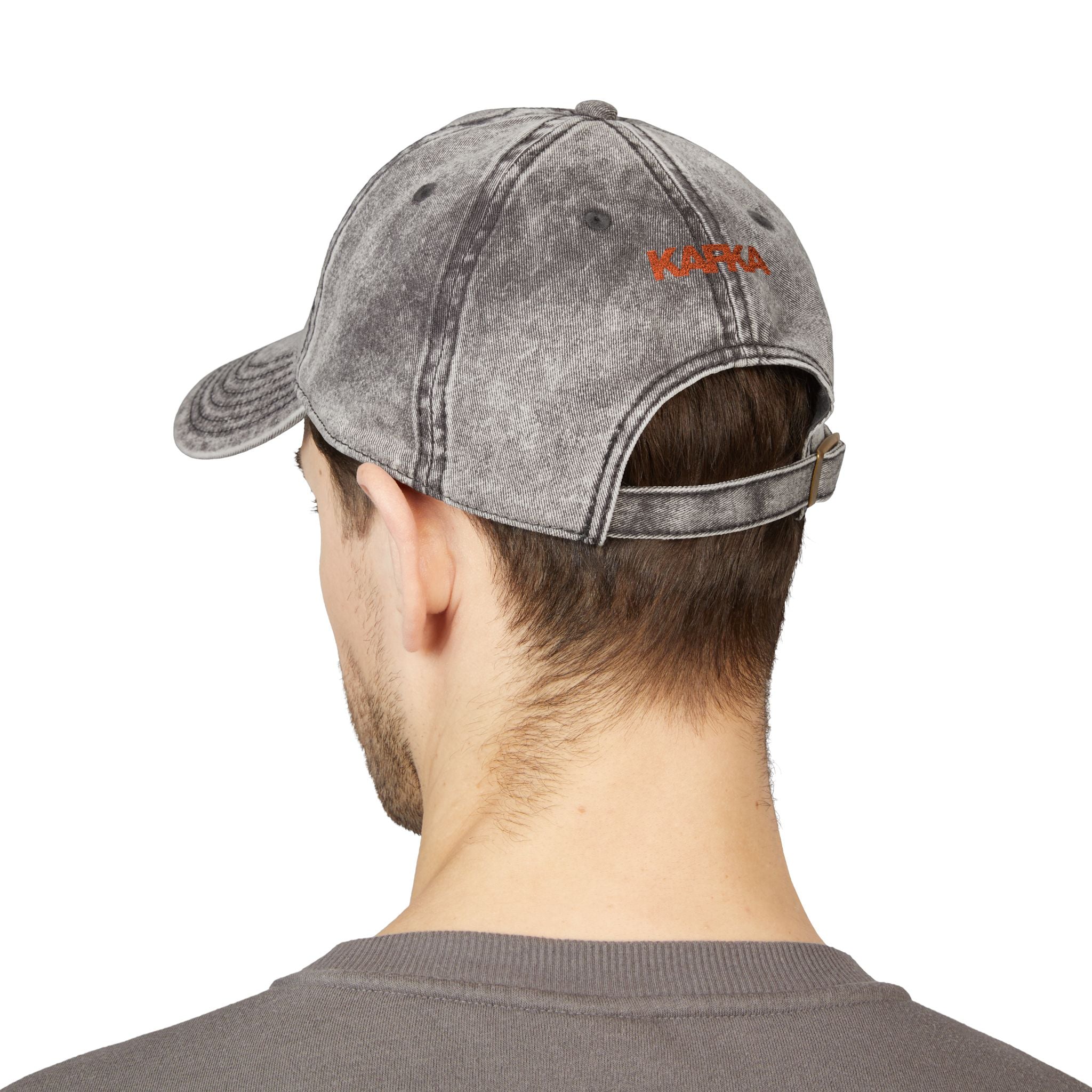 Vintage Embroidered Kafka Baseball Cap — Distressed Grey Retro Hat