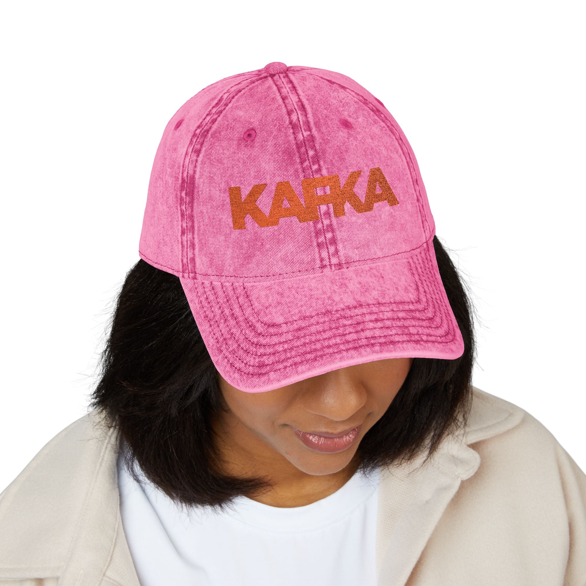 Vintage Embroidered Kafka Baseball Cap — Distressed Grey Retro Hat